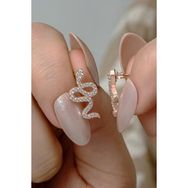 Nereze 925 Ayar Gümüş Rose Kaplama Yılan Model Küpe