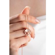 Nereze 925 Ayar Gümüş Rose Mıknatıslı Ayrılabilir 4 Kalpli Yonca Kolye