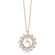 Nereze 925 Ayar Gümüş Rose Zirkon Taşlı Anka Kuşu Kolye