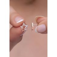 Nereze 925 Ayar Gümüş Zirkon Taşlı Çift Yıldız Model Küpe