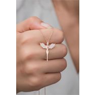 Nereze 925 Ayar Gümüş Zirkon Taşlı Kanatlı Peri Kadın Kolye