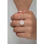 Nereze 925 Ayar Gümüş Zirkon Taşlı Yonca Kolye