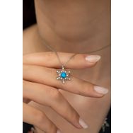 Nereze 925 Ayar Opal Taşlı Kartanesi Kadın Gümüş Kolye