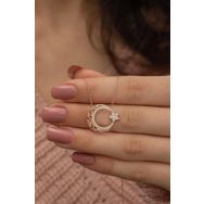 Nereze 925 Ayar Rose Ayyıldız Kadın Gümüş Kolye