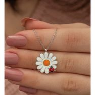 Nereze 925 Ayar Uğur Böceği Papatya Kadın Gümüş Kolye