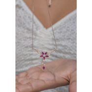Nereze NRZ998640 925 Ayar Gümüş Daldaki Gonca Pembe Çiçek Kolye