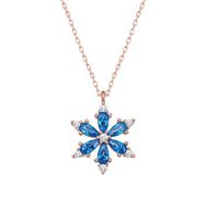 Nereze NRZ998649 925 Ayar Gümüş Aquamarin Taşlı Lotus Kamelya Çiçeği Kolye