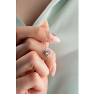 Nereze NRZ999285 925 Ayar Gümüş Rodyum Kaplama Pembe Taşlı Kalp Kolye