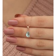 Nerze 925 Damla Aquamarin Taşlı Kadın Gümüş Kolye