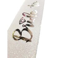 Nessi World 10x80 cm Beyaz Üzeri Gümüş İtalik Alyanslı Bride To Be Yazılı Simli Işıltılı Kuşak Kemer