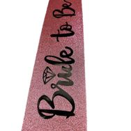 Nessi World 10x80 cm Pembe Üzeri Siyah İtalik Alyanslı Bride To Be Yazılı Simli Işıltılı Kuşak Kemer