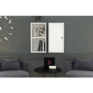 Nettrends DVR-1055-Ç Beyaz 70 cm Kitaplıklı Dolaplı Duvar Rafı
