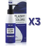 Neva Flashy Colors Elektrik Mavi Yarı Kalıcı 3x100 ml Saç Boyası
