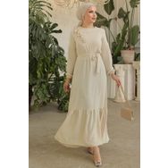 Neva Style 659 Bej Tesettür Elbise