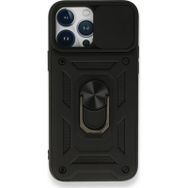 Nevarium iPhone 13 Pro Pars Lens Yüzüklü Standlı Silikon Kılıf