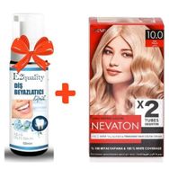 Nevaton Kalıcı Krem Saç Boyası 10.0 Platin Bir Kutuda 2 Boyama+E2'Quality Diş Beyazlatıcı Köpük