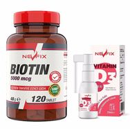 Nevfix Biotin 5000 mcg 120 Tablet + Vitamin D3 400 IU 20 ml Sprey