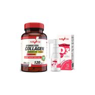 Nevfix Hydrolyzed Collagen Hyluronic Acid Vitamin C Glutathione 120 Tablet + Nevfix Vitamin D3 400 IU 20 ml Sprey
