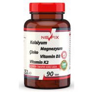 Nevfix Kalsiyum Magnezyum Potasyum Kalium Çinko Vitamin D3 K2 90 Tablet