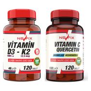 Nevfix Vitamin D3 K2 120 Tablet + Vitamin C Quercetin Bromelain 120 Tablet
