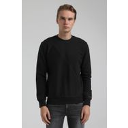 New World 22FWM60125 Bisiklet Yaka Siyah Erkek Sweatshirt