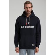 New World 22FWM64032 Lacivert Polo Kapüşonlu Slim Fit Erkek Sweatshirt
