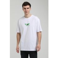 New World 23SSM20332 Beyaz Polo Bisiklet Yaka Oversize Erkek T-shirt