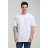 New World 23SSM20336 Beyaz Polo Bisiklet Yaka Oversize Erkek T-shirt