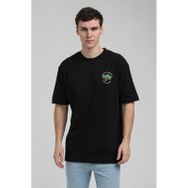 New World 23SSM20336 Siyah Polo Bisiklet Yaka Oversize Erkek T-shirt