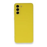 Newface Samsung Galaxy S21 Plus Nano İçi Kadife Silikon Sarı Cep Telefonu Kılıfı