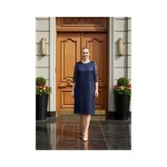 Nidya Moda 4009DL Dantel Lacivert Kadın Elbise