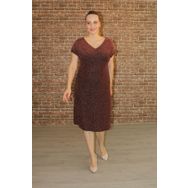 Nidya Moda 4035RBR Bronz Simli Kadın Elbise