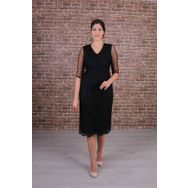 Nidya Moda 4147S Siyah Dantel Kadın Elbise