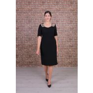 Nidya Moda 4155AS Siyah Omuz Taşlı Şeritli Abiye Elbise