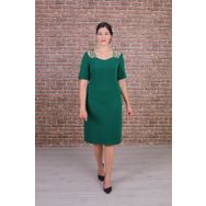 Nidya Moda 4155AY Yeşil Omuz Taşlı Şeritli Kadın Elbise
