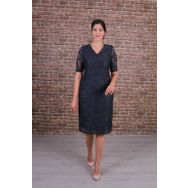 Nidya Moda 4161G Antrasit Gri Dantel Elbise