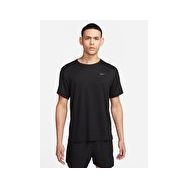 Nike DV9315-010 M NK DF UV MILER SS Bisiklet Yaka Düz Siyah Erkek T-shirt