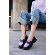 Nilufarr Marissa Siyah Lila Kadın Loafer Ayakkabı