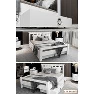 Ninnimo MAÇY-1 Arya Çift Kişilik 160x200 cm Yatak Uyumlu MDF Beyaz Çekmeceli Karyola