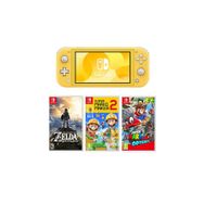 Nintendo Switch Lite Sarı + Super Mario Maker 2 + Super Mario Odyssey + Legend Of Zelda Breath The Wild