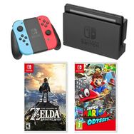 Nintendo Switch Neon Red Blue + Super Mario Odyssey + The Legend Of Zelda Breath Wild