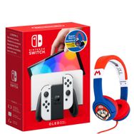 Nintendo Switch Oled Siyah Beyaz Oyun Konsolu + Super Mario Kulaklık Bundle Paket