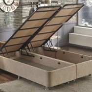 Niron Ela 140x190 cm Silinebilir Soho Kumaş Çift Kişilik Sandıklı Sütlü Kahve Kumaş Baza