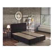 Niron Ela 140x190 cm Silinebilir Soho Kumaş Çift Kişilik Siyah Kumaş Baza Ve Başlığı