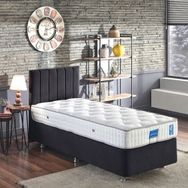 Niron Juliette 80x180 cm Tek Kişilik Yatak Siyah Kumaş Lüks Baza Başlık Takımı