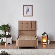 Niron Rama 100x200 cm Soho Kumaş Tek Kişilik Sütlü Kahve Kumaş Baza ve Başlığı