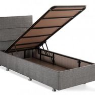 Niron Silver Baza Ve Başlık Seti 90x190 cm Tek Kişilik Kaydırmaz Kumaşlı Gri Keten Baza Ve Başlığı