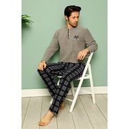 Nisanca Kışlık Sıcak Tutan Polar Gri Erkek Pijama Takımı