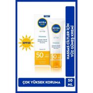 Nivea 50 ml Sun Hassas ve Alerjik Ciltler SPF50 Yüksek Koruma Uva Uvb Koruması Hassas Yüz Güneş Kremi