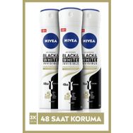 Nivea Black and White Invisible 3x150 ml İpeksi Pürüzsüzlük Kadın Sprey Deodorant